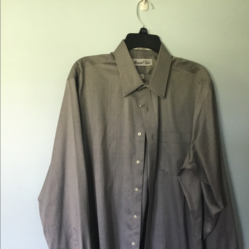 Marshall Fields gray shirt herringbone 16 1/2